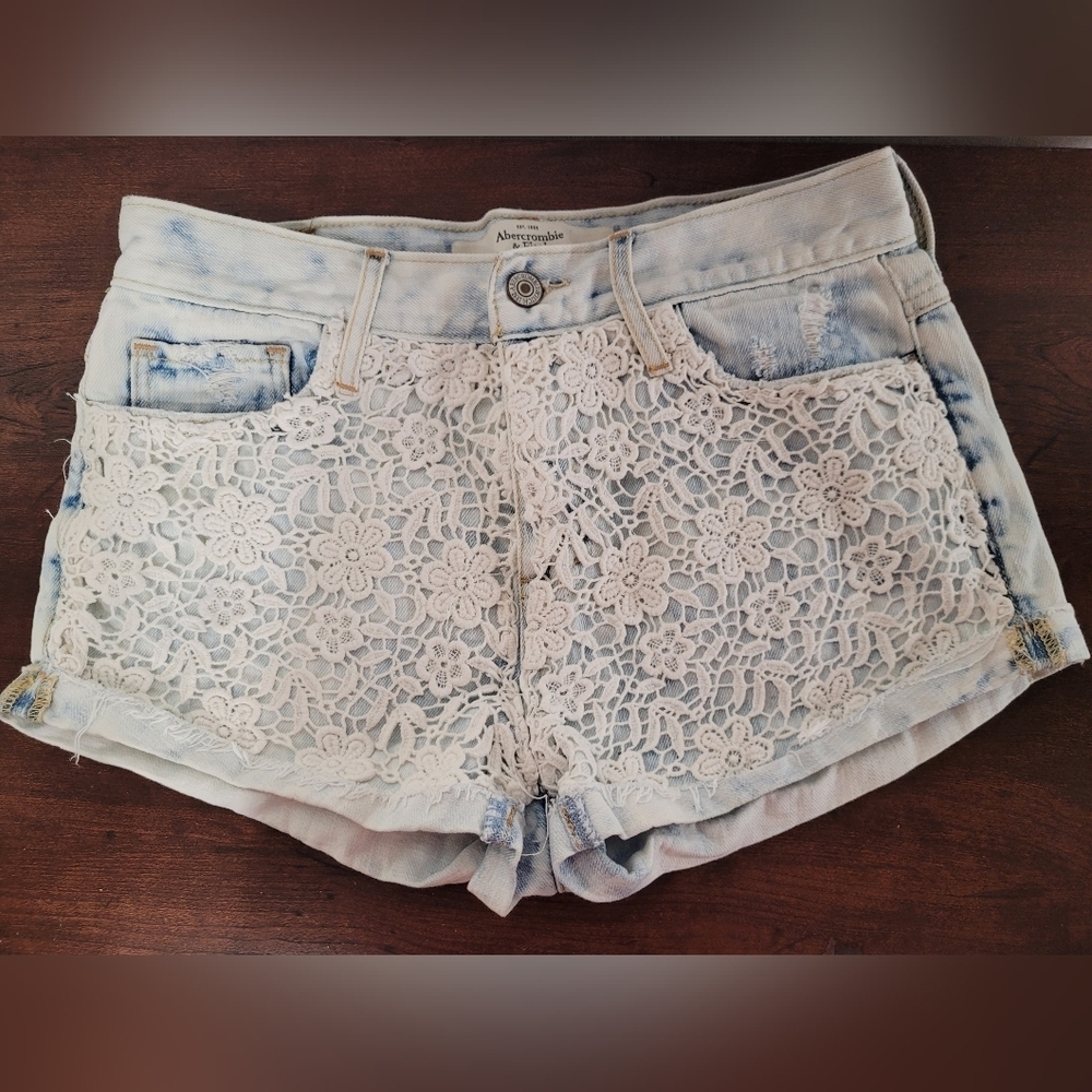 Abercrombie & Fitch Daisy Duke Denim Lace Shorts 2